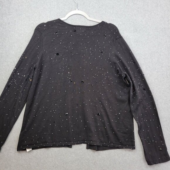 Rena Rowan Womens Silk Blend Sweater Size Large Cardigan Tank Set Black Beaded - Picture 10 of 16
